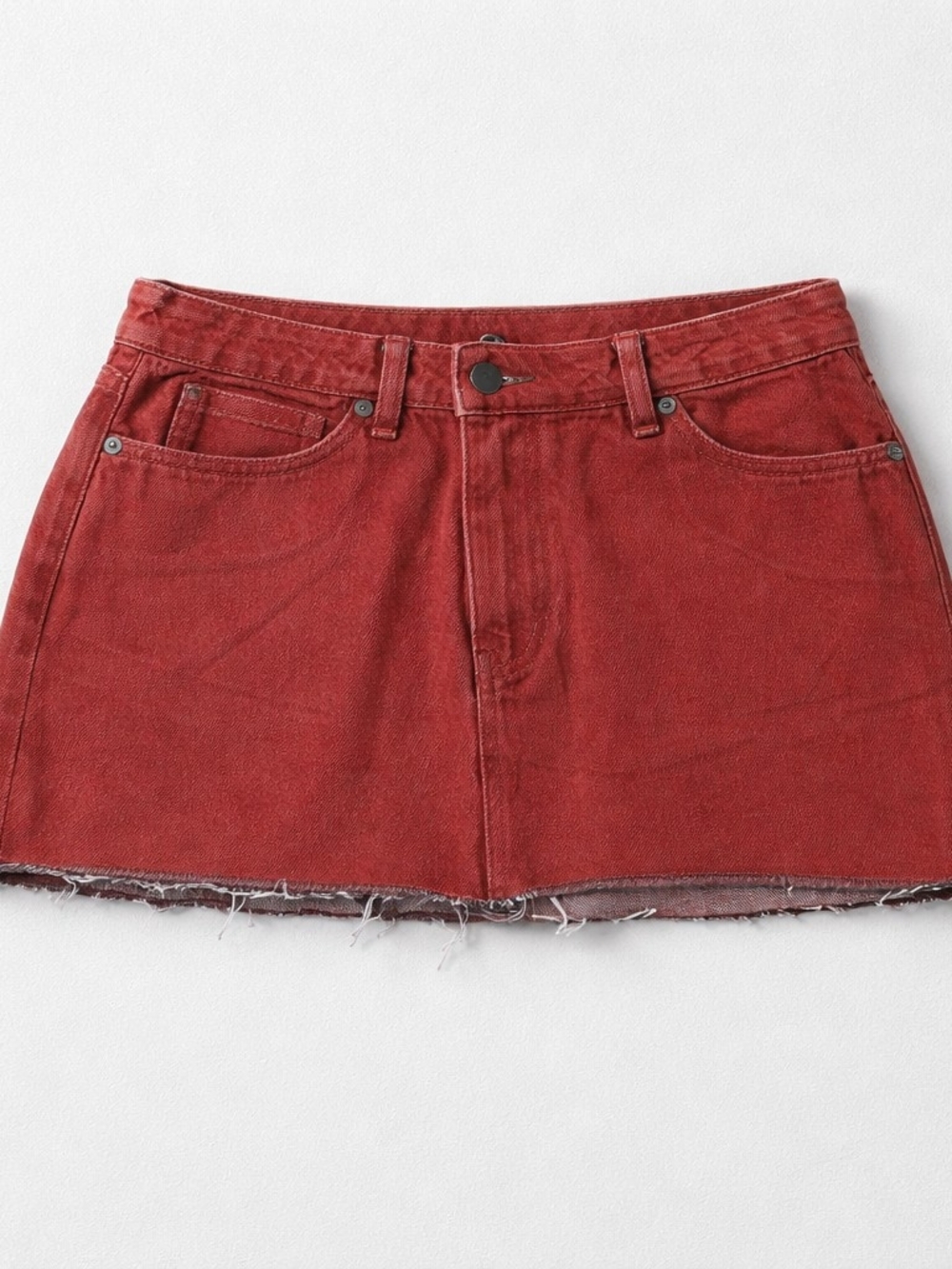 Red Denim Mini Skirt